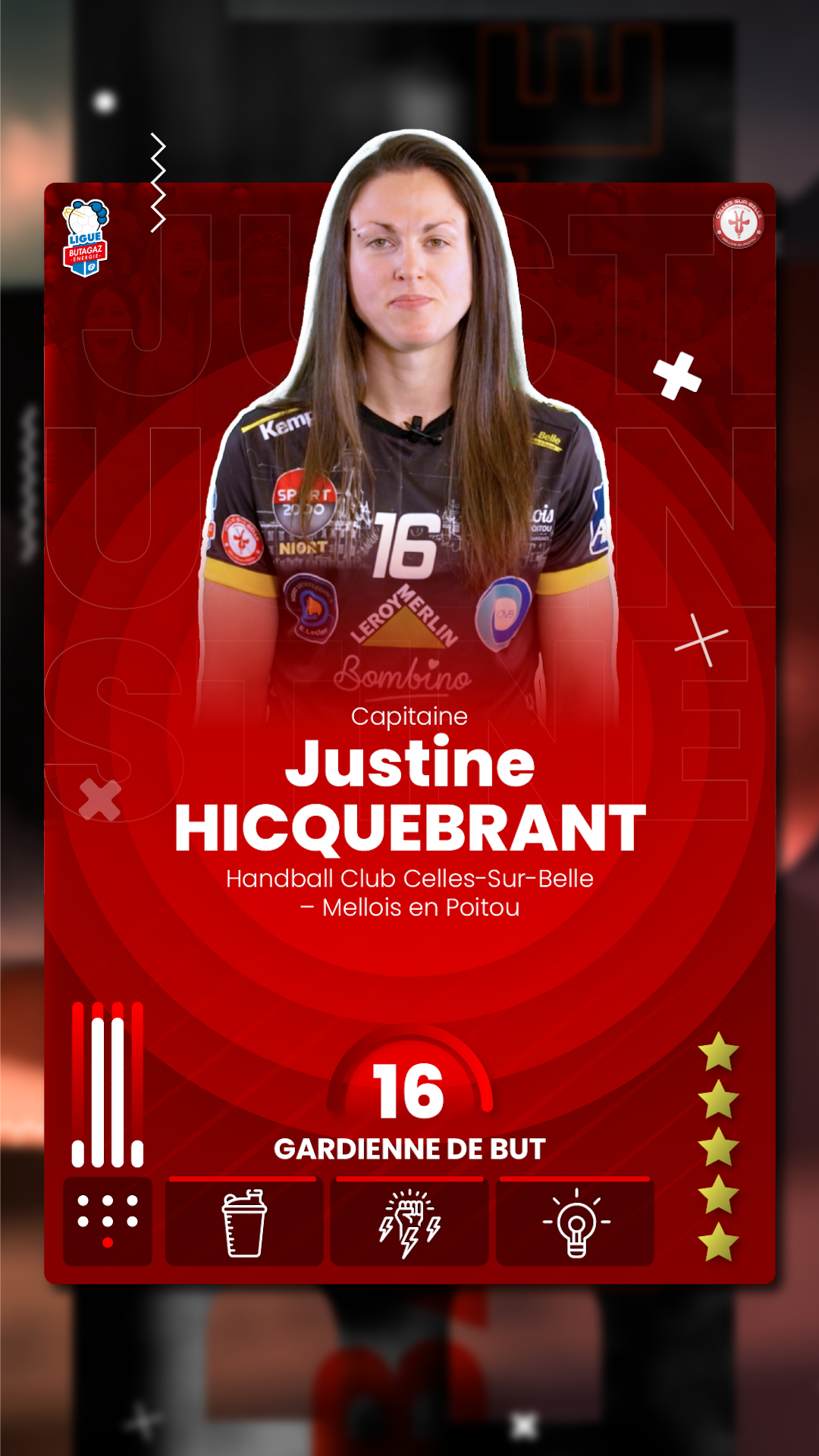 Justine Hicquebrant, capitaine du Handbal Club Celles-sur-Belle 